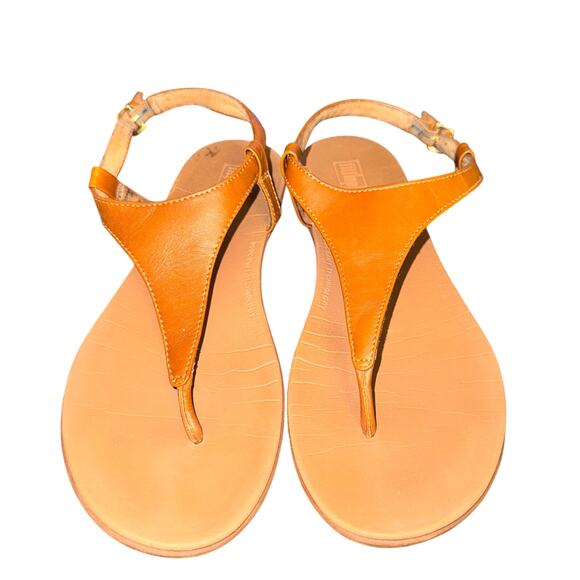 Fitflop Lainey Toe Post Sandals Women's Size 9 Tan Leather Heel Strap Shoes - Picture 1 of 8